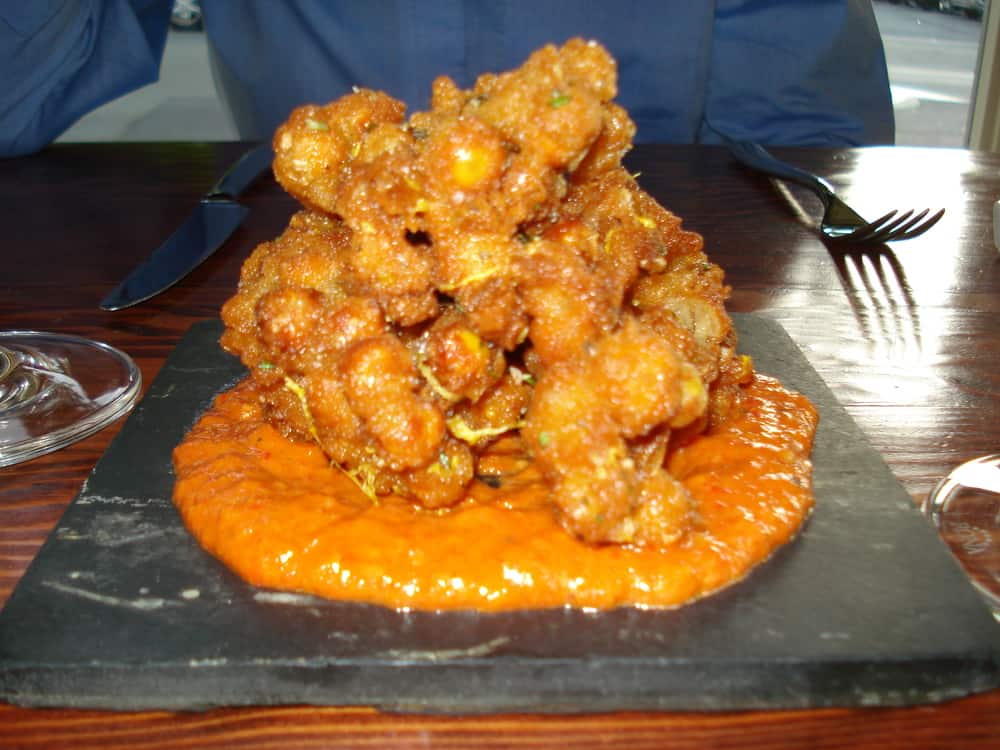 DSC01541 Chickpea Fritters with an amazing tomato-type sauce