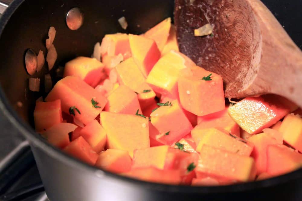 butternut squash starting to cook