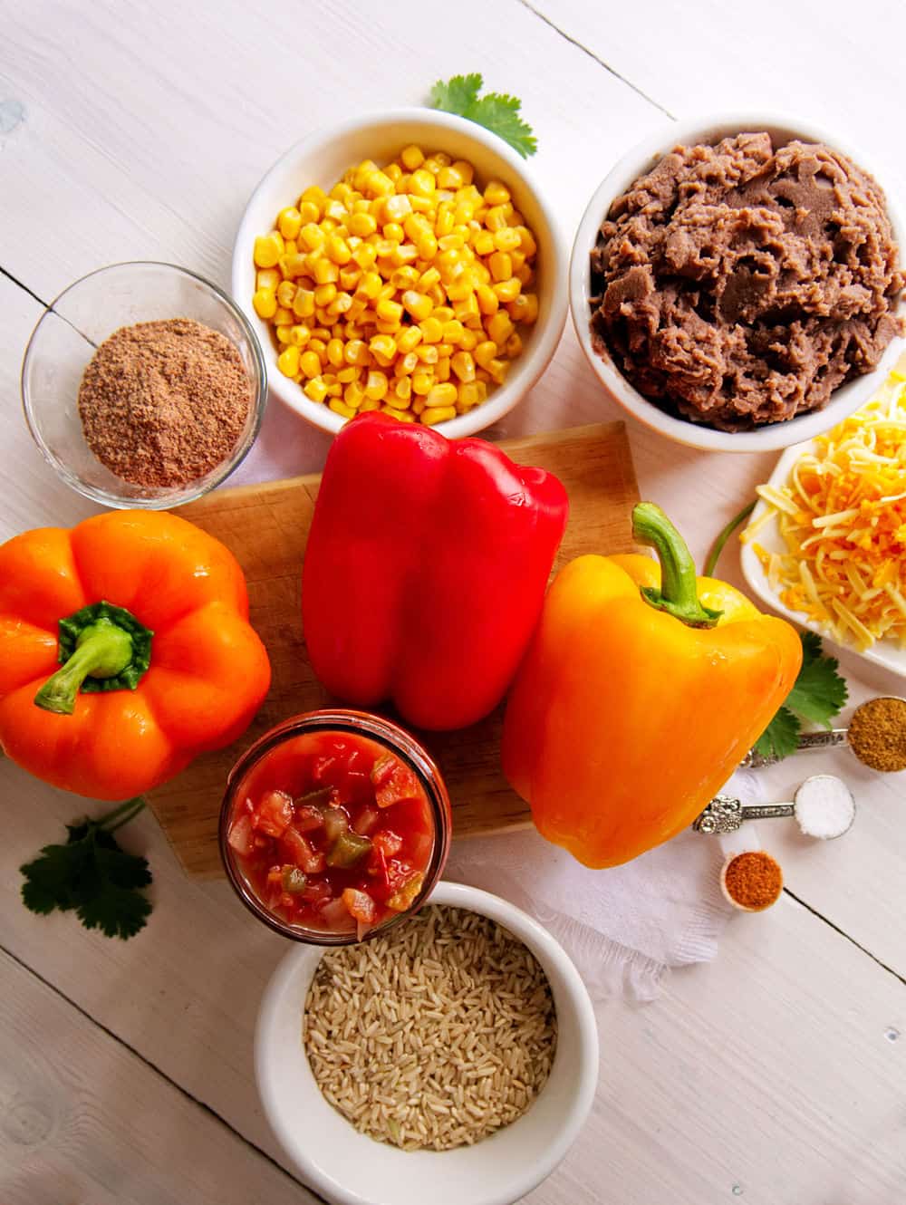 ingredients for Healthy Stuffed Vegetarian Peppers