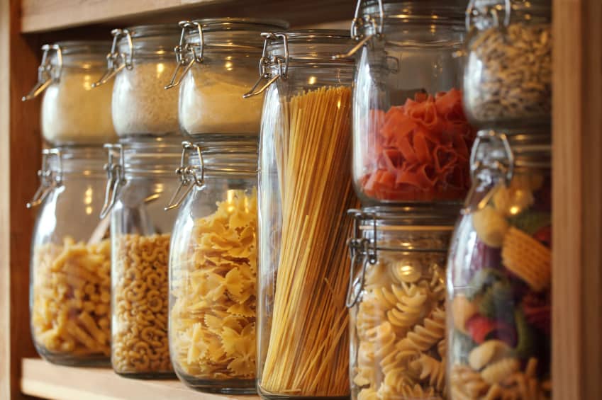 best items for a healthy pantry - dried pastas and grains in jars