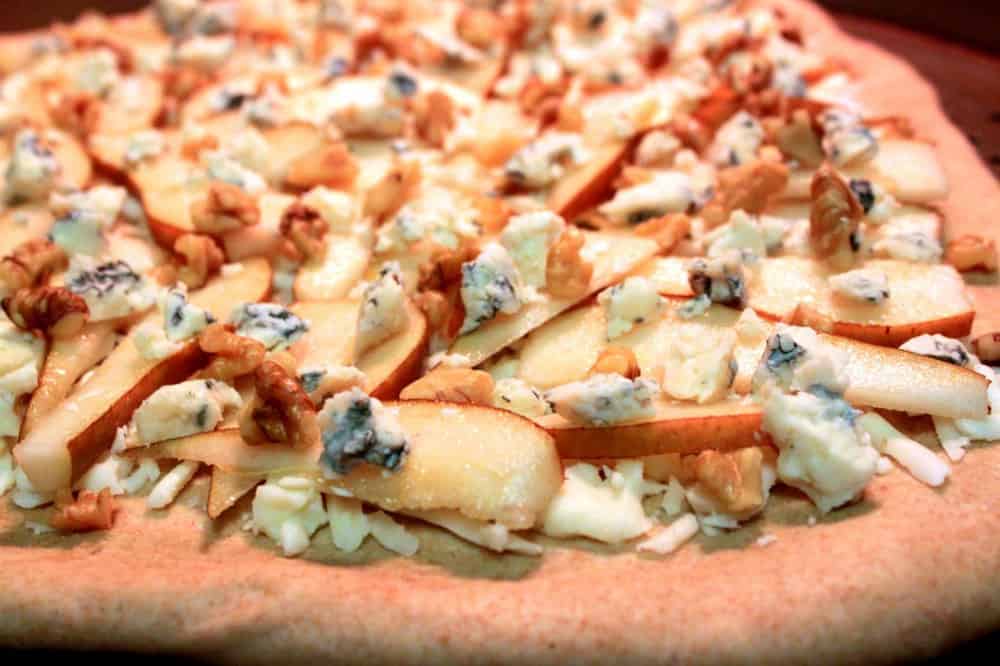 pizza with toppings closeup