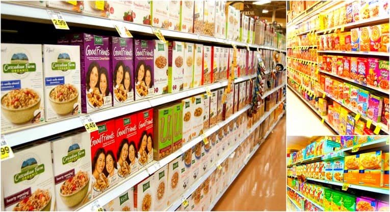 best healthy cereal - healthiest cereals guide (healthiest breakfast cereals) - photo of a cereal aisle at a grocery store