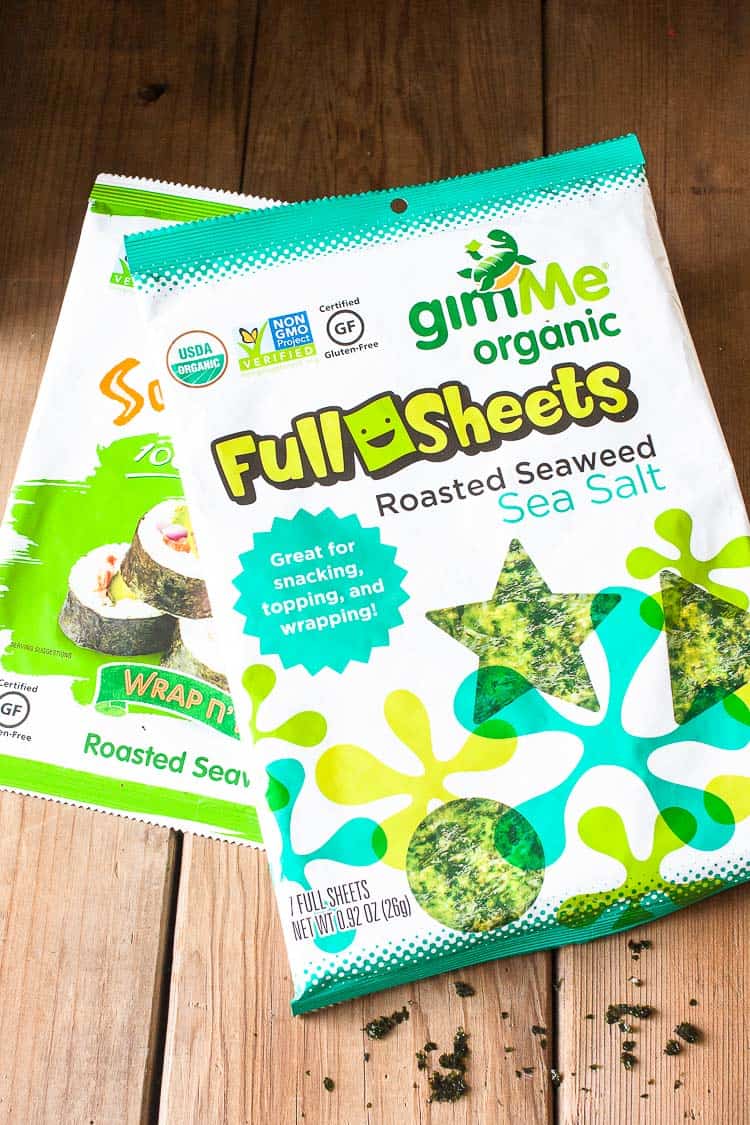 An overhead shot of vegan superfood roasted seaweed sheets An overhead shot of vegan superfood roasted seaweed sheets