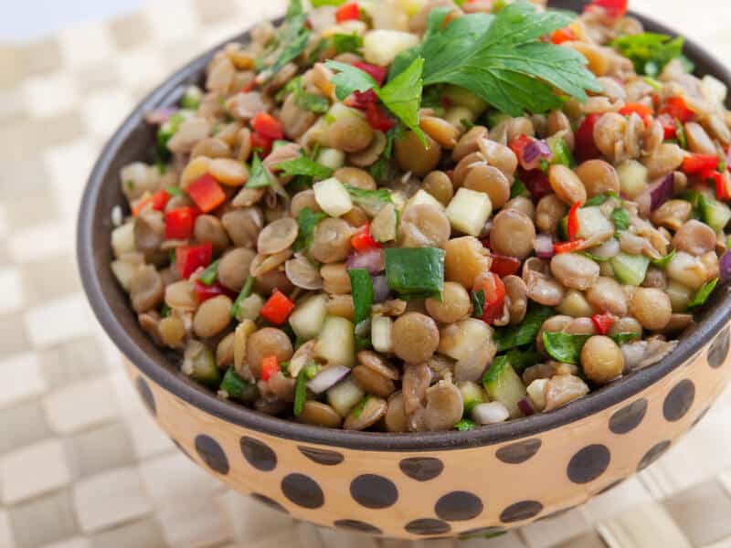 pre and post workout meals - image of lentil salad