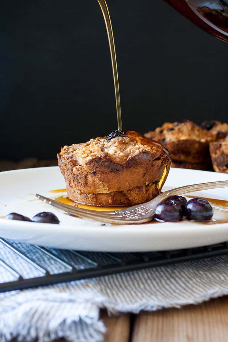 Mixing up breakfast in the most delicious way with blueberry flavored french toast made into vegan breakfast muffins! Easy to put together and prep ahead. #veganbreakfastrecipes #veganmuffins #sponsored #LoveMySilk