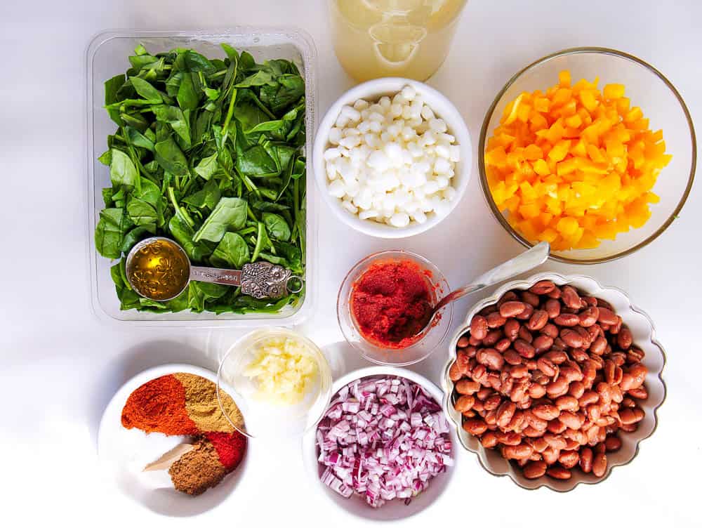 Ingredients to make the Vegan Posole
