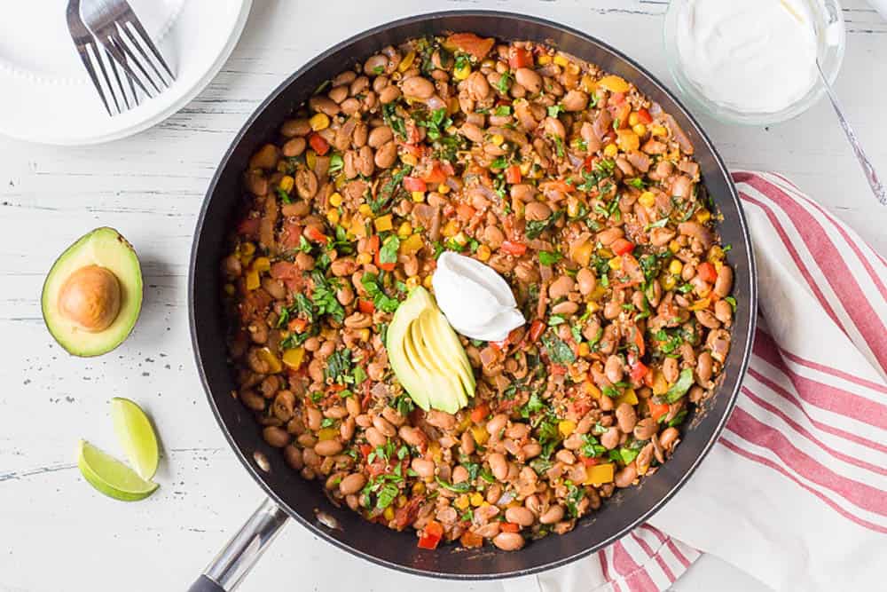 Top down shot of a Mexican Taco casserole in a large pan