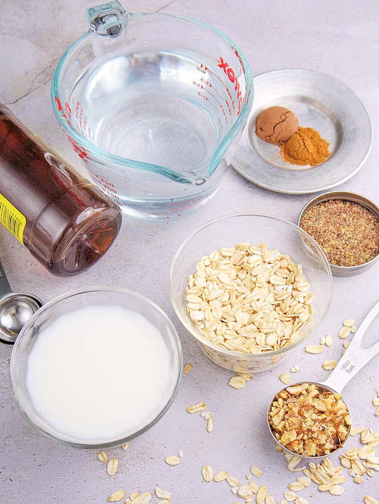 Ingredients to make chocolate oatmeal