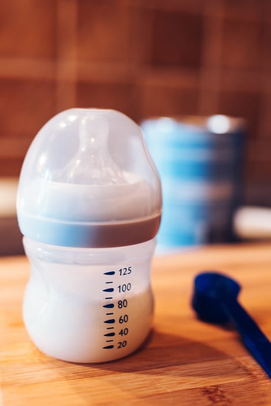 photo of alternative baby formula in a bottle