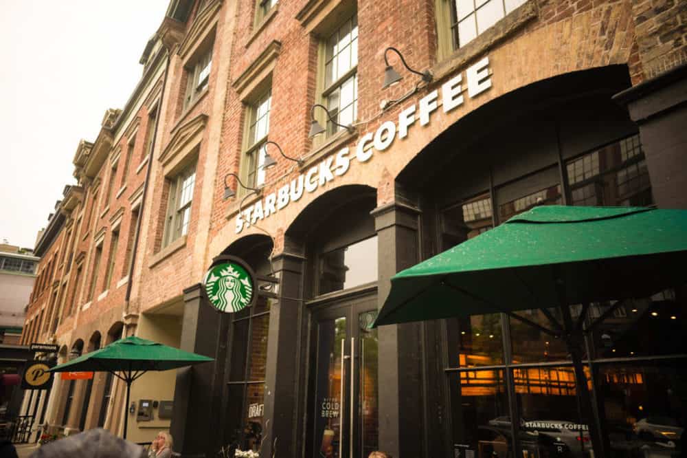 Healthy Starbucks Drinks and Menu Items - picture of the front of a starbucks store