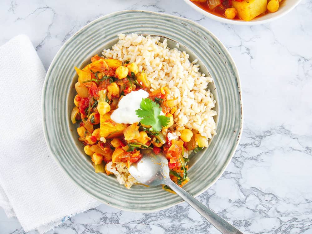 chickpea curry with brown rice