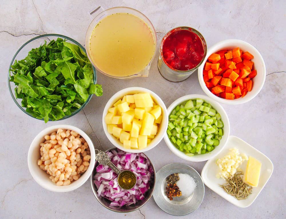 ingredients for healthy minestrone soup