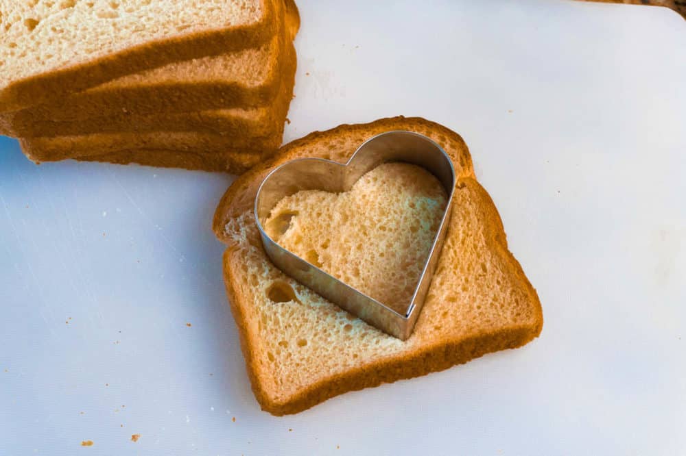 whole wheat bread and heart cookie cutter