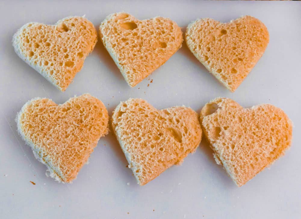 holiday sandwich bread cut in heart shape
