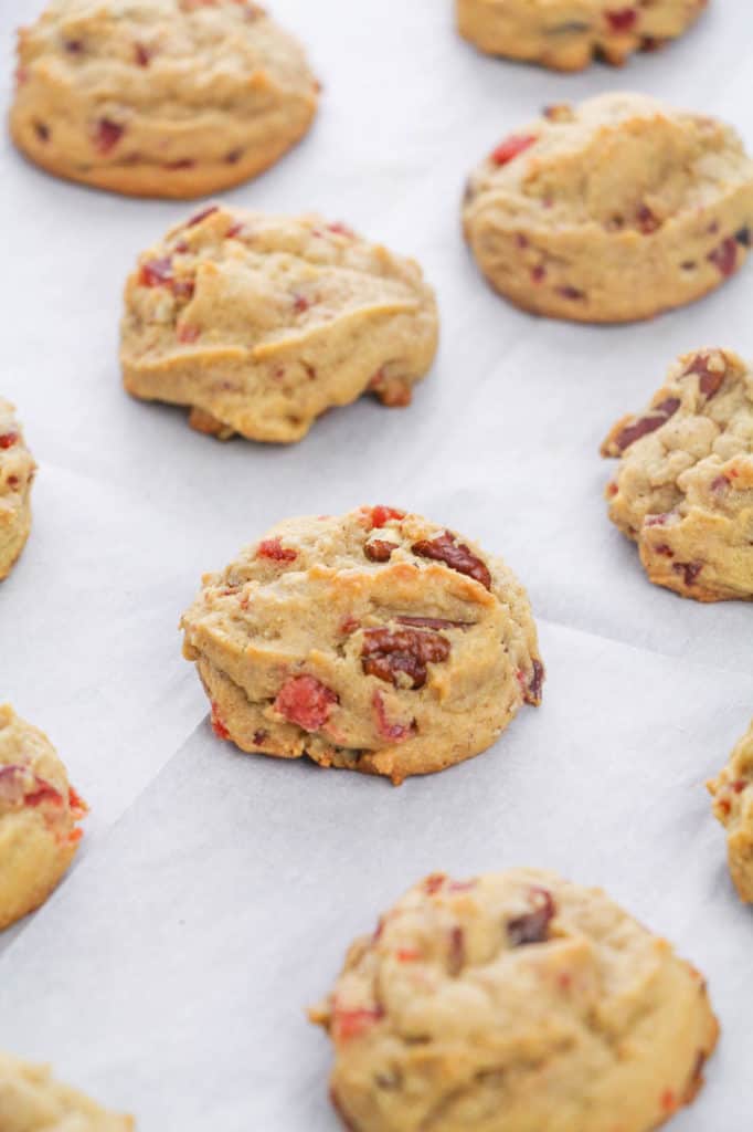 fruitcake cookies baked and out of the oven