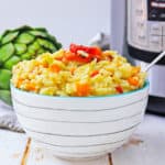instant pot risotto in white bowl