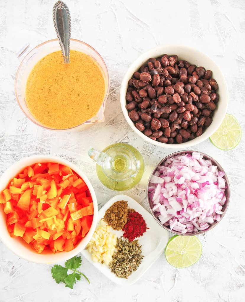 ingredients for healthy vegan black bean soup