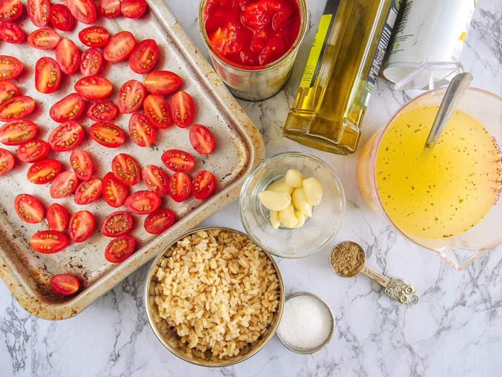 ingredients for roasted vegan tomato soup