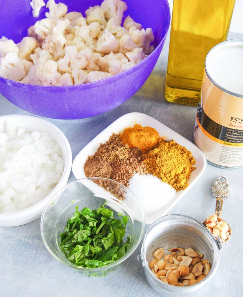 ingredients for spicy cauliflower soup