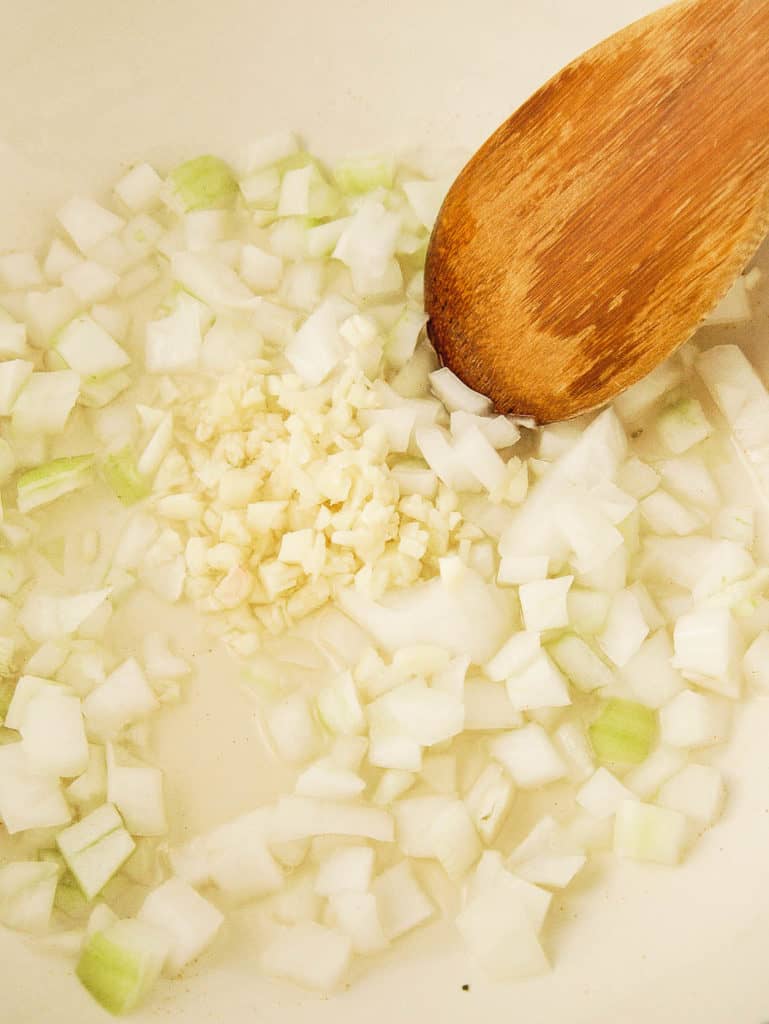 onions sauteed in a pot