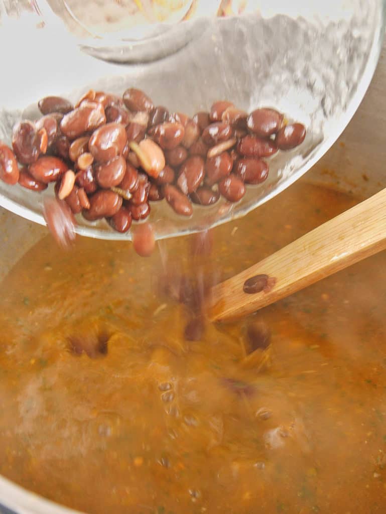 black beans added to soup
