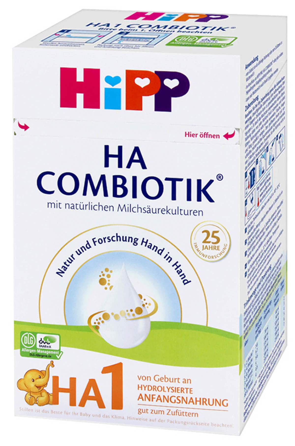 Box of HiPP HA formula - best hypoallergenic baby formula.