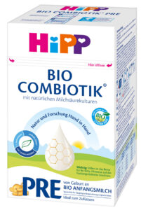 Box of HiPP PRE Germany organic baby formula.