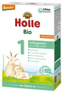 Box of Holle Goat Stage 1 organic baby formula.