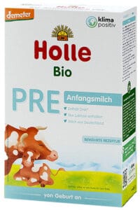 Box of Holle Bio PRE organic baby formula.