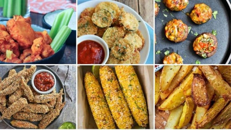 air fryer cauliflower, zucchini, mushrooms, corn, and fries