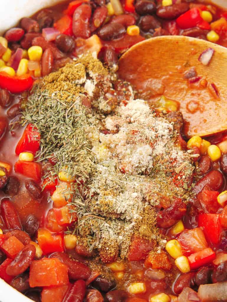 spices added to vegetarian stew