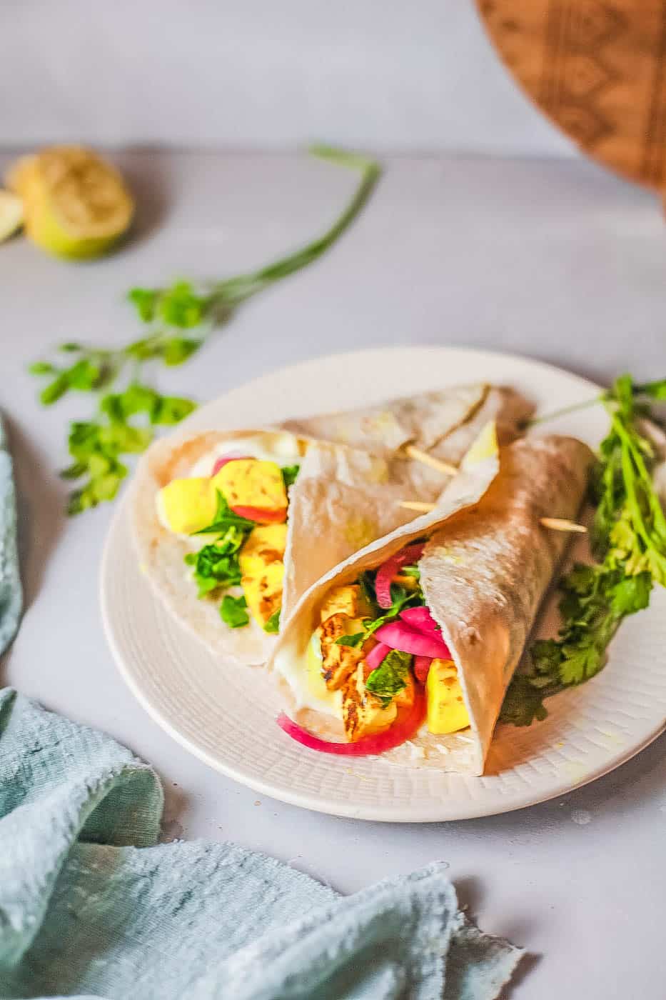 Healthy Food Veggie Shawarma with Marinated Tofu