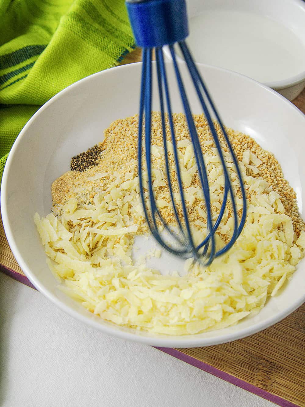 breading ingredients mixed with a whisk