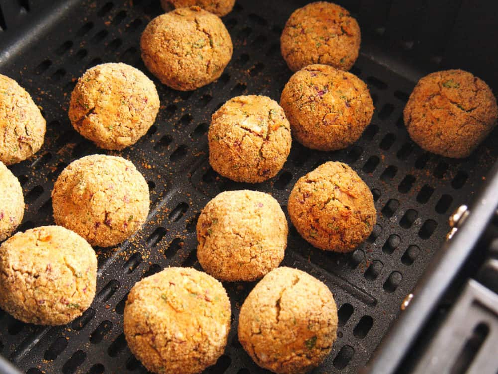 falafel balls coming out of the oven