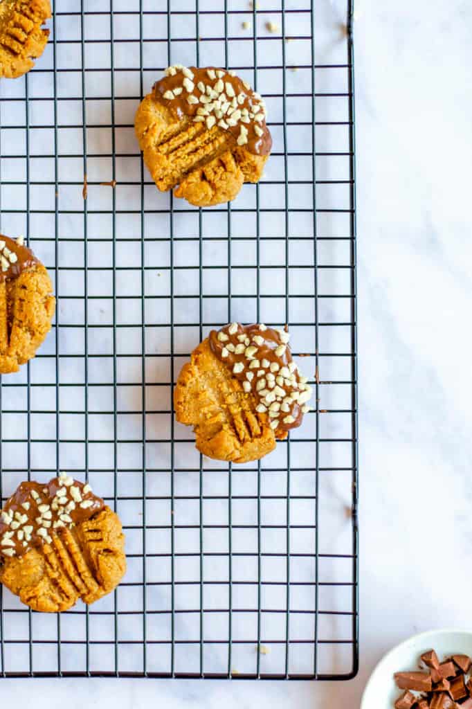 Keto Peanut Butter Cookies on wire rack