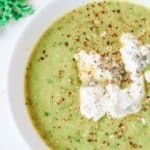 asparagus soup in white bowl