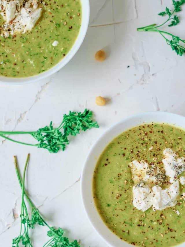 Leek Asparagus Soup with Herbed Goat Cheese Story The Picky Eater