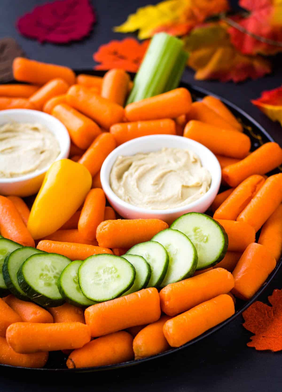 pumpkin veggie tray close up