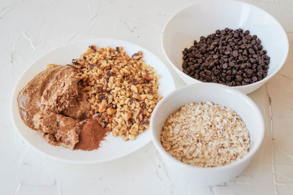 ingredients for Vegan Oatmeal Cookies with Chocolate Chips