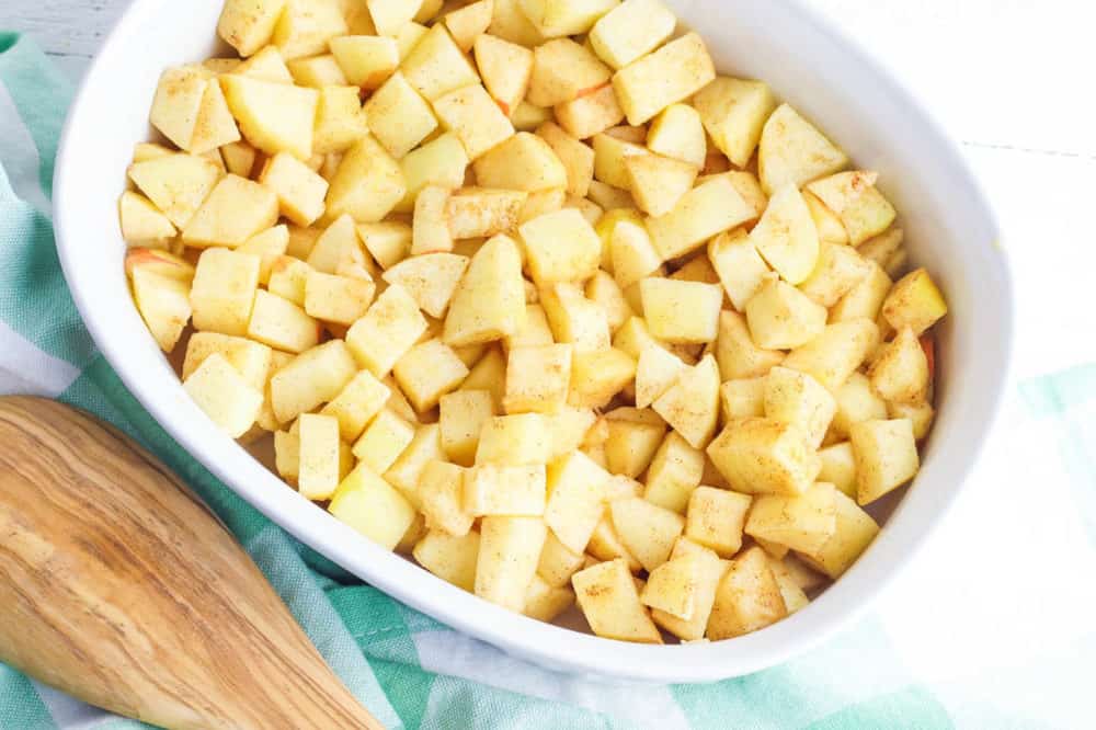 apples in a large baking casserole dish