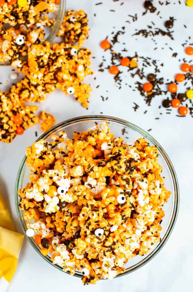 monster munch instant pot popcorn in a glass bowl