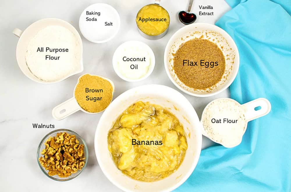 ingredients for this vegan banana bread recipe without butter