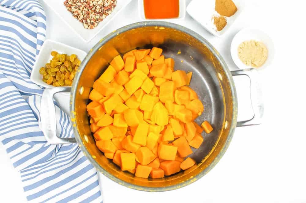 sweet potatoes cooking in a pot