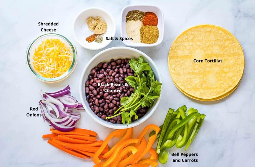 ingredients for vegetarian fajitas