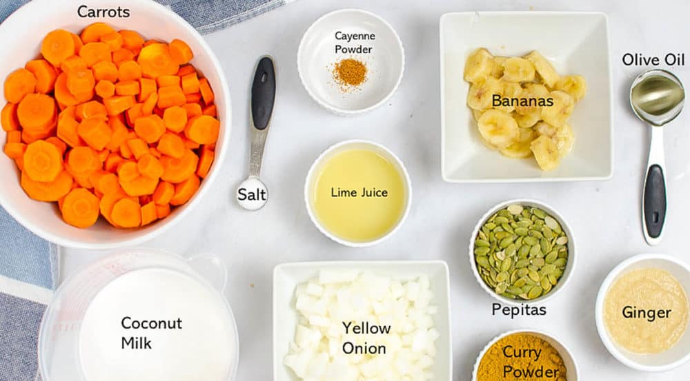 ingredients for carrot ginger soup