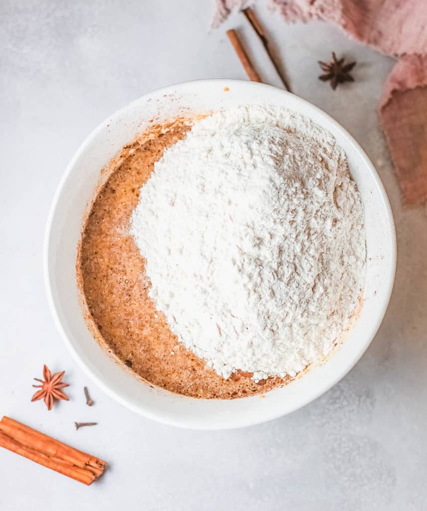 flour added to wet ingredients