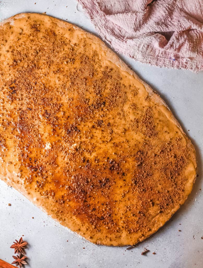 dough topped with cinnamon and brown sugar