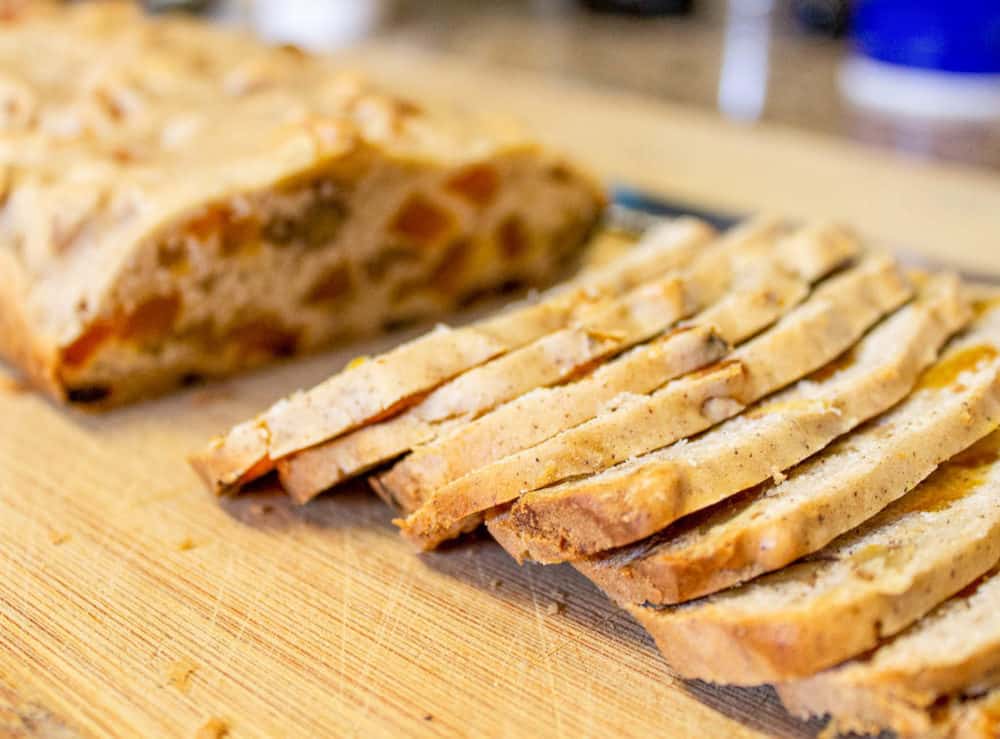 biscotti sliced on a cutting board