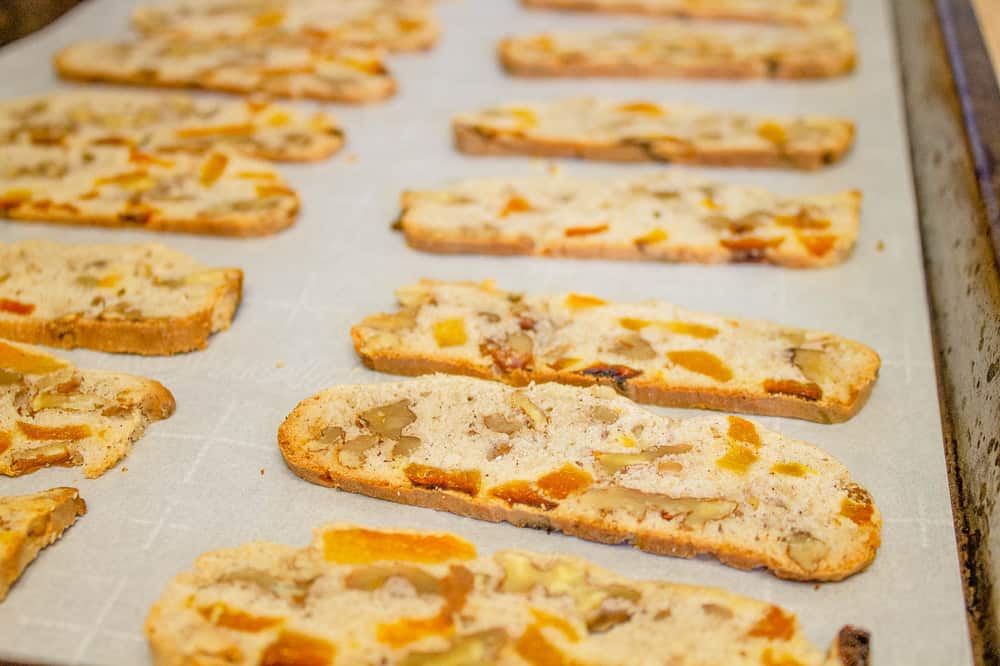 biscotti ready to go into the oven on a baking sheet