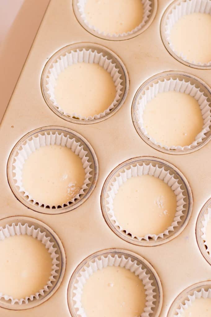 batter poured into cupcake tins